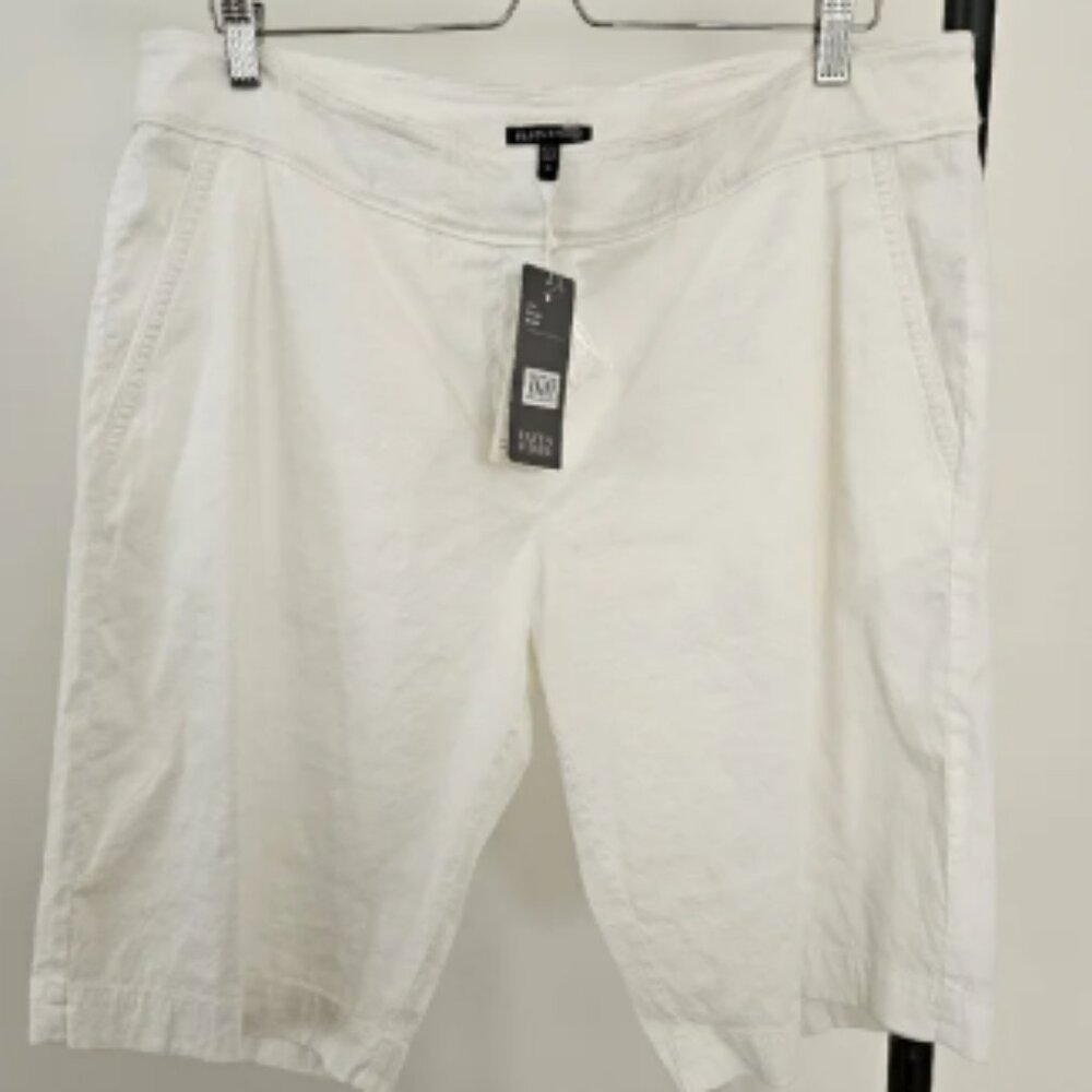 Eileen Fisher Shorts Size 16 White Walking NWT Linen Viscose Stretch Pockets